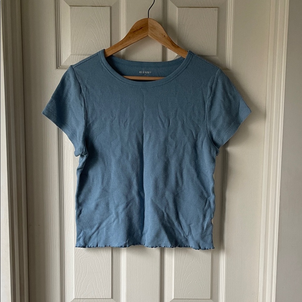 Old Navy Dusty Blue Waffle Knit Baby Tee